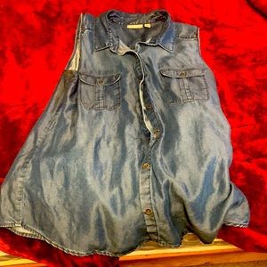 Halogen Sleeveless Denim Style Blouse